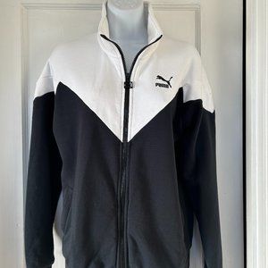 PUMA Men's Sports Full-Zip Jacket, Black & White, size Small, pre-owned